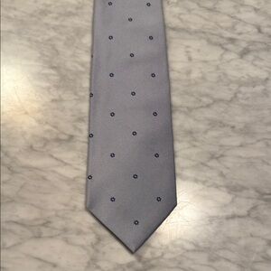 Loro Piana Light Gray Tie with Navy Accents
